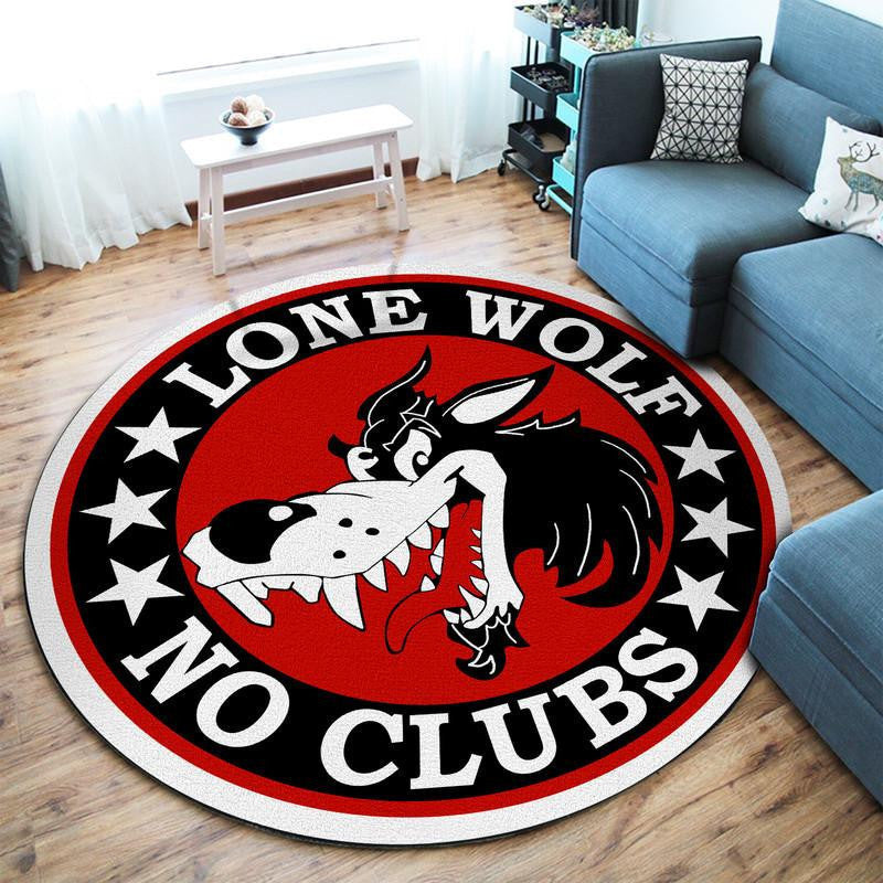 Lone Wolf No Clubs Hot Rod Round Mat Round Floor Mat Room Rugs Carpet Outdoor Rug Washable Rugs