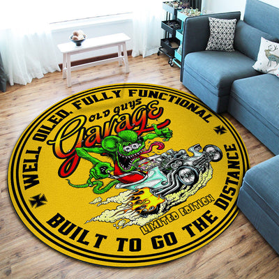 Hot Rod Old Guys Garage Round Mat Round Floor Mat Room Rugs Carpet Outdoor Rug Washable Rugs