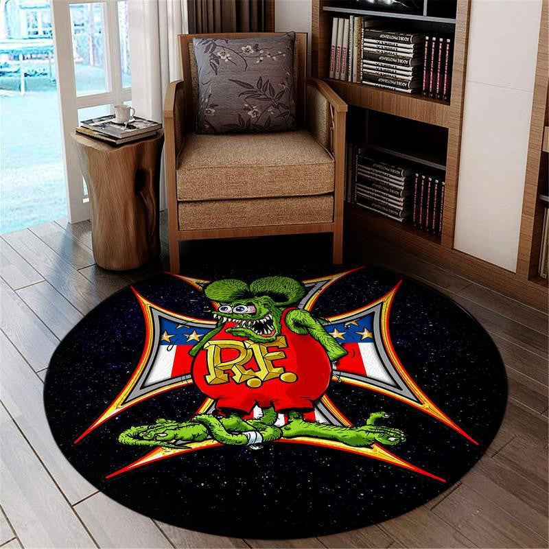 Rat Fink Hot Rod Round Mat Round Floor Mat Room Rugs Carpet Outdoor Rug Washable Rugs
