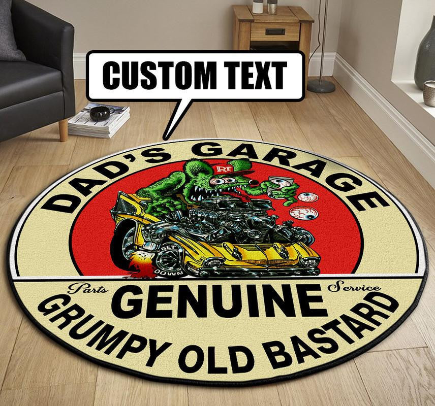 Personalized Garage Hot Rod Round Mat Round Floor Mat Room Rugs Carpet Outdoor Rug Washable Rugs