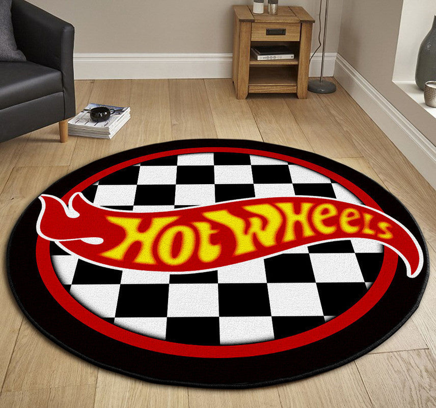 Hot Wheelsgarage Decor, Home Bar Decor Hot Rod Round Mat