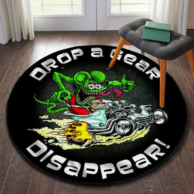 Drop A Gear Disappear Hot Rod Round Mat Round Floor Mat Room Rugs Carpet Outdoor Rug Washable Rugs