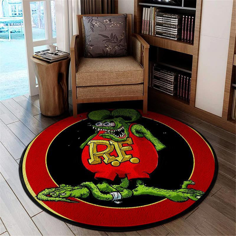 Rat Fink Hot Rod Round Mat 06734 Living Room Rugs, Bedroom Rugs, Kitchen Rugs