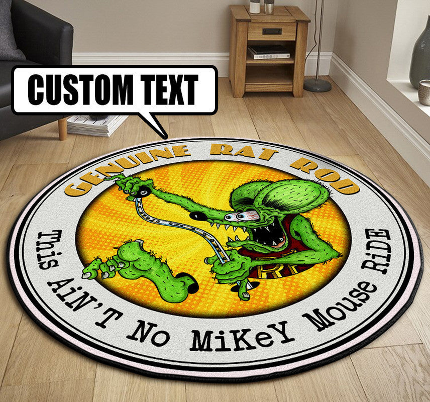 Personalized Hot Rod Garage Round Mat