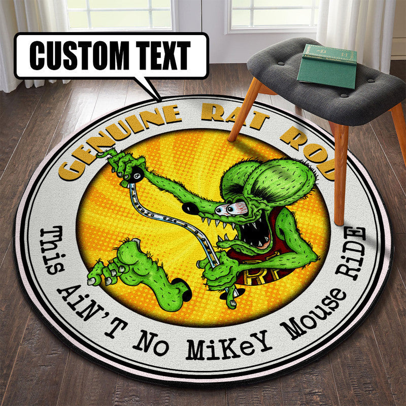 Personalized Hot Rod Garage Round Mat