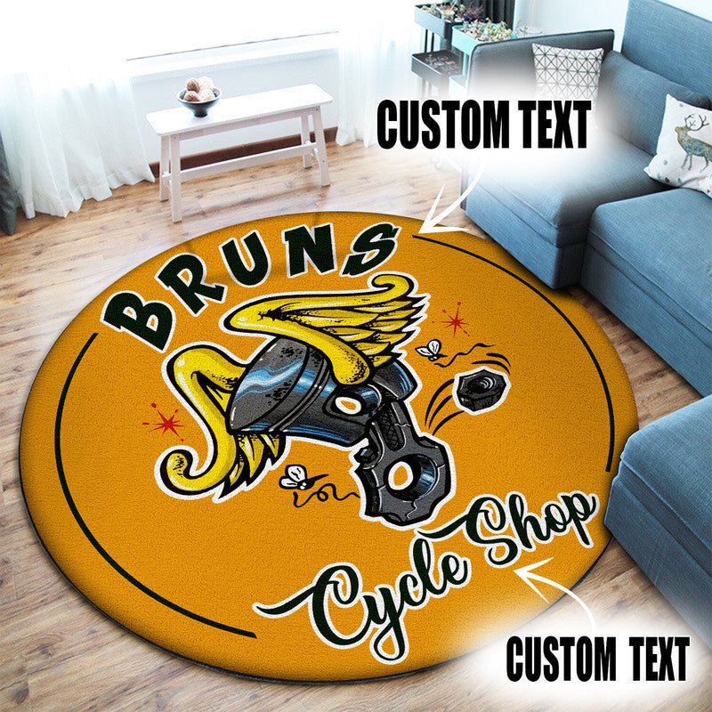 Personalized Hot Rod Cycle Shop Garage Round Mat Round Floor Mat Room Rugs Carpet Outdoor Rug Washable Rugs