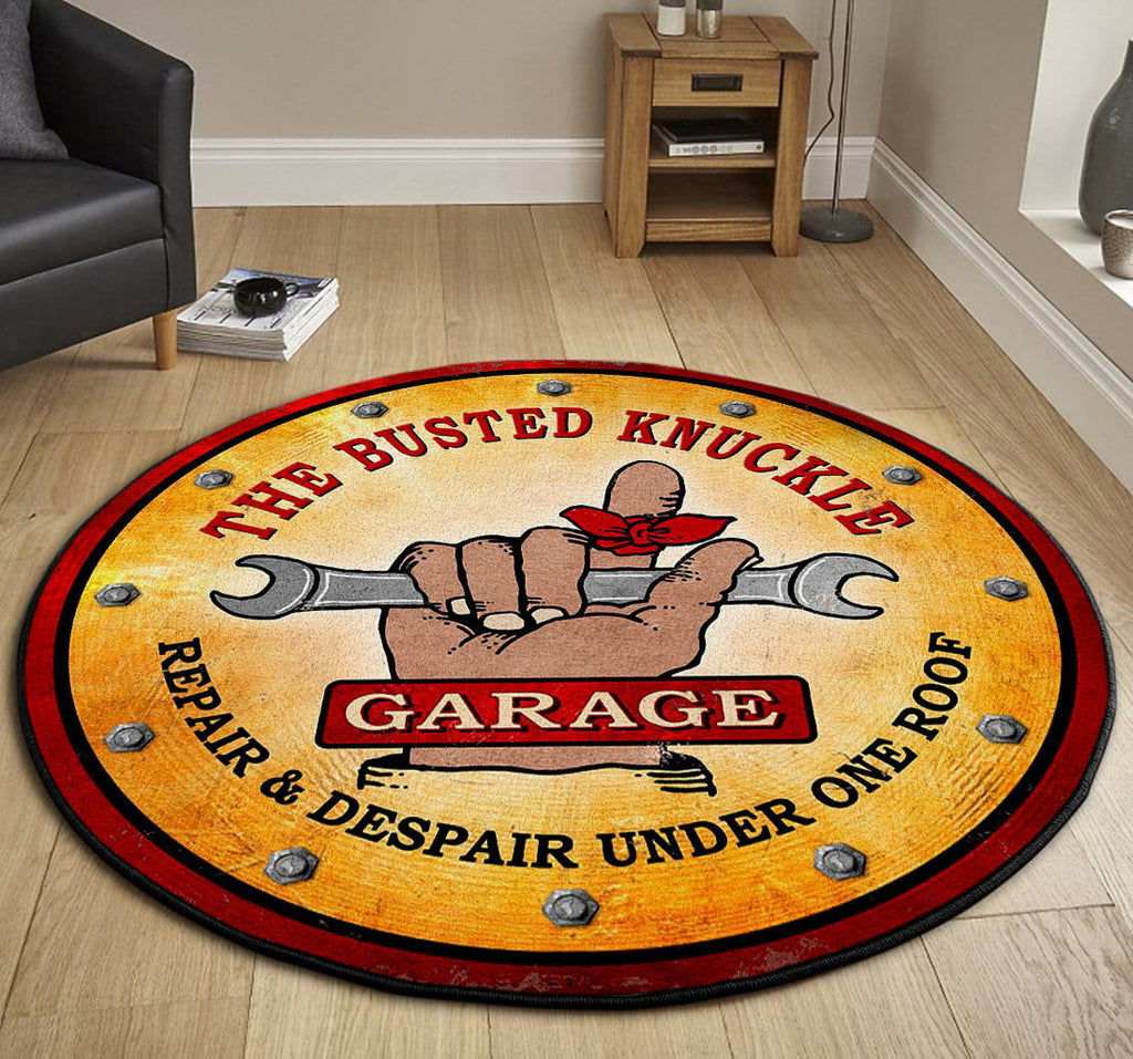 Hot Rod Garage Round Mat Round Floor Mat Room Rugs Carpet Outdoor Rug Washable Rugs