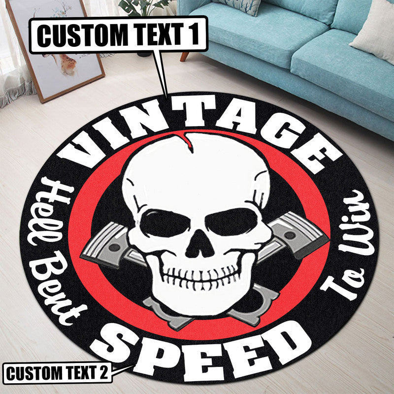 Personalized Vintage Speed Hell Bent To Win Hot Rod Round Mat Round Floor Mat Room Rugs Carpet Outdoor Rug Washable Rugs