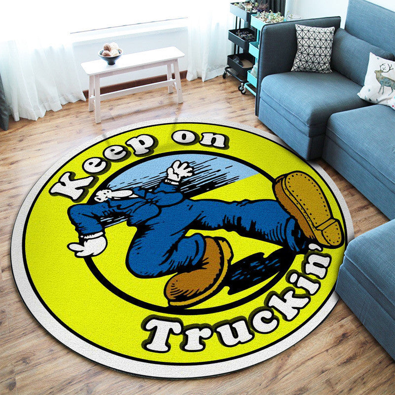 Keep On Trucking Hot Rod Round Mat Round Floor Mat Room Rugs Carpet Outdoor Rug Washable Rugs