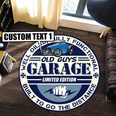 Personalized Garage Garage Decor, Home Bar Decor Hot Rod Round Mat
