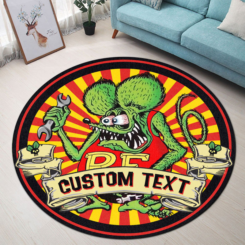Personalized Hot Rod Round Mat