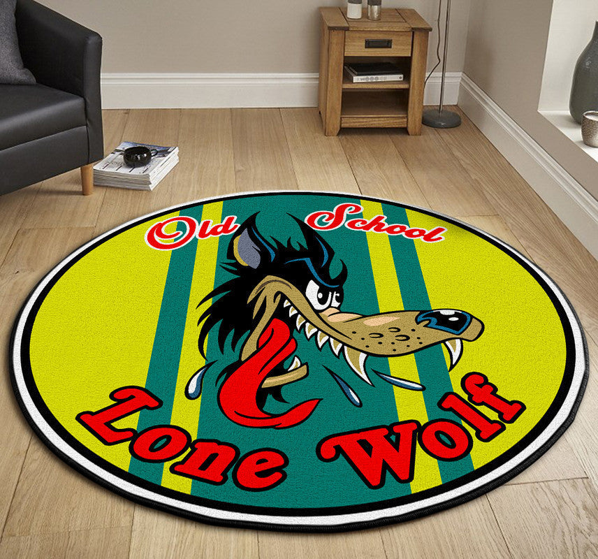 Lone Wolf Hot Rod Round Mat Round Floor Mat Room Rugs Carpet Outdoor Rug Washable Rugs
