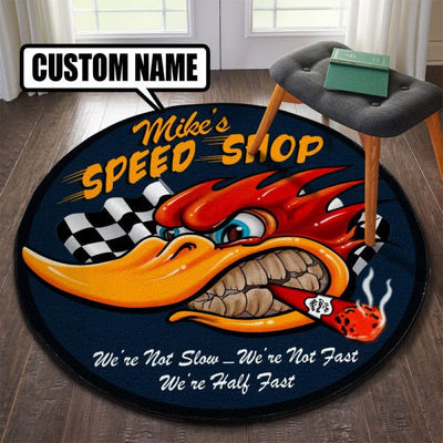 Personalized Chop Shop Hot Rod Round Mat Round Floor Mat Room Rugs Carpet Outdoor Rug Washable Rugs