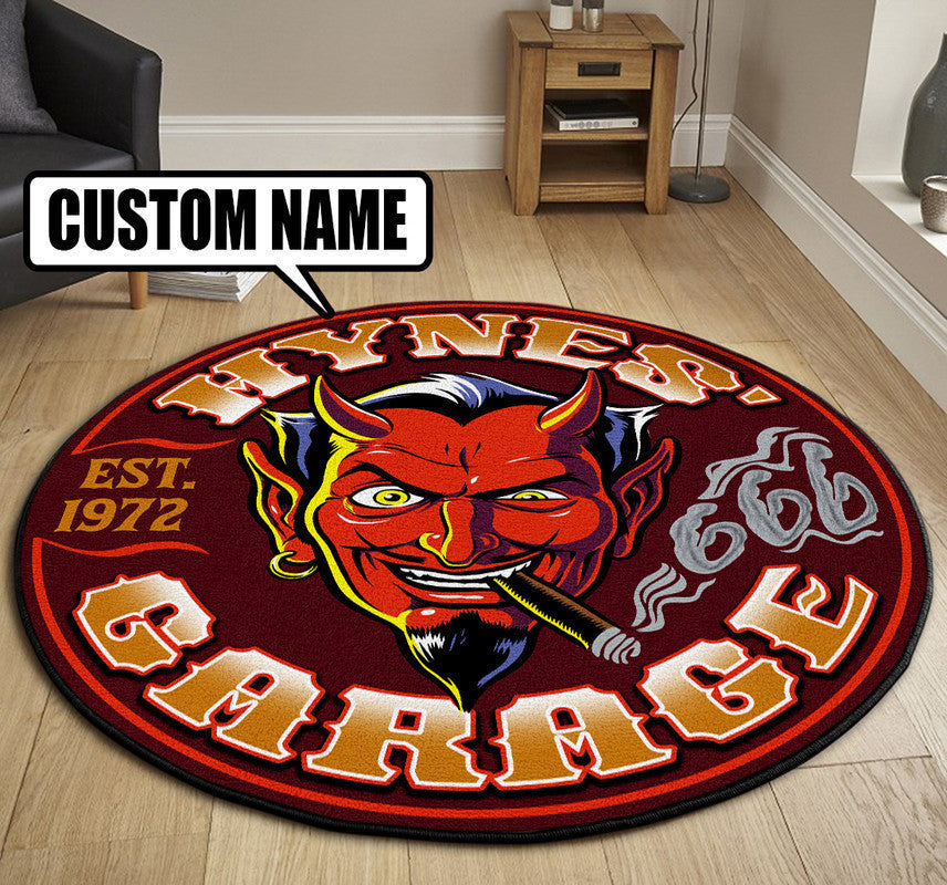 Personalized Hot Rod Garage Round Mat Round Floor Mat Room Rugs Carpet Outdoor Rug Washable Rugs
