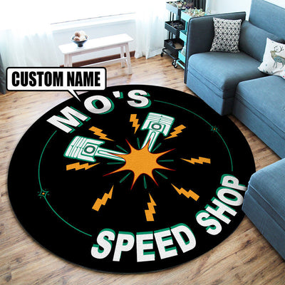 Personalized Speed Shop Hot Rod Round Mat Round Floor Mat Room Rugs Carpet Outdoor Rug Washable Rugs