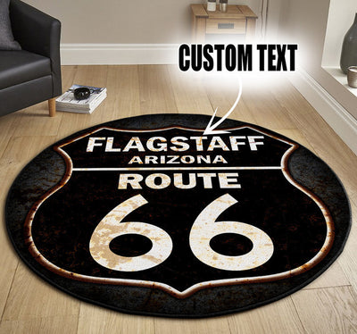Personalized Route 66 Hot Rod Round Mat Round Floor Mat Room Rugs Carpet Outdoor Rug Washable Rugs