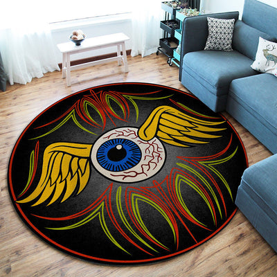 Hot Rod Eye Ball Pinstripe Round Mat Round Floor Mat Room Rugs Carpet Outdoor Rug Washable Rugs