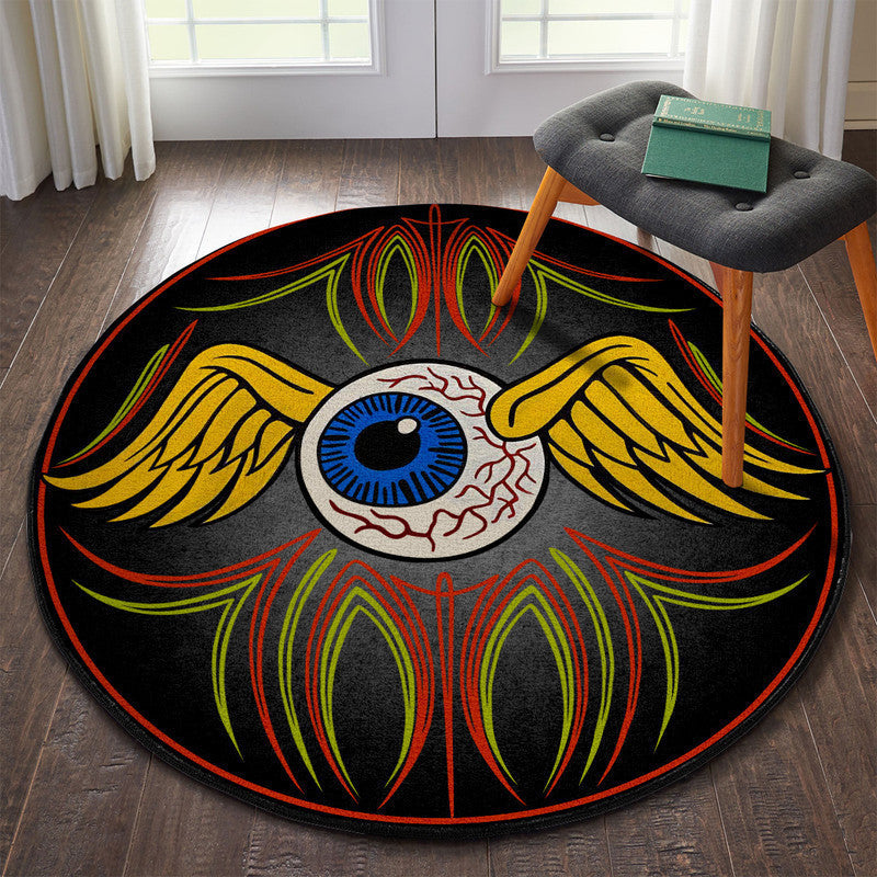 Hot Rod Eye Ball Pinstripe Round Mat Round Floor Mat Room Rugs Carpet Outdoor Rug Washable Rugs