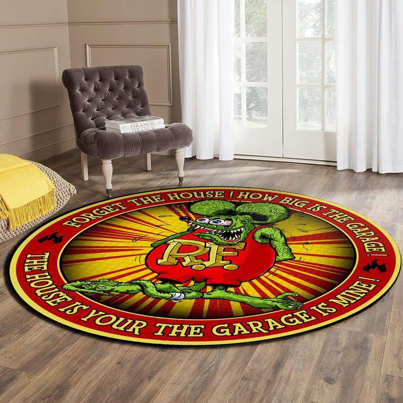 Rat Fink Hot Rod Garage Round Mat Round Floor Mat Room Rugs Carpet Outdoor Rug Washable Rugs