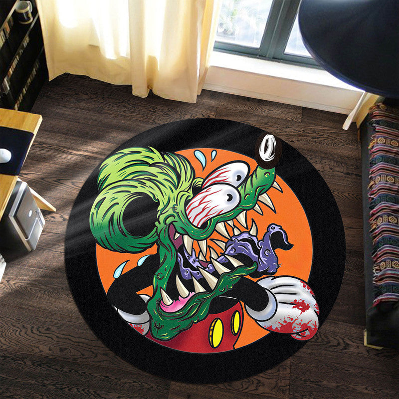 Hot Rod Mouse Round Mat Round Floor Mat Room Rugs Carpet Outdoor Rug Washable Rugs