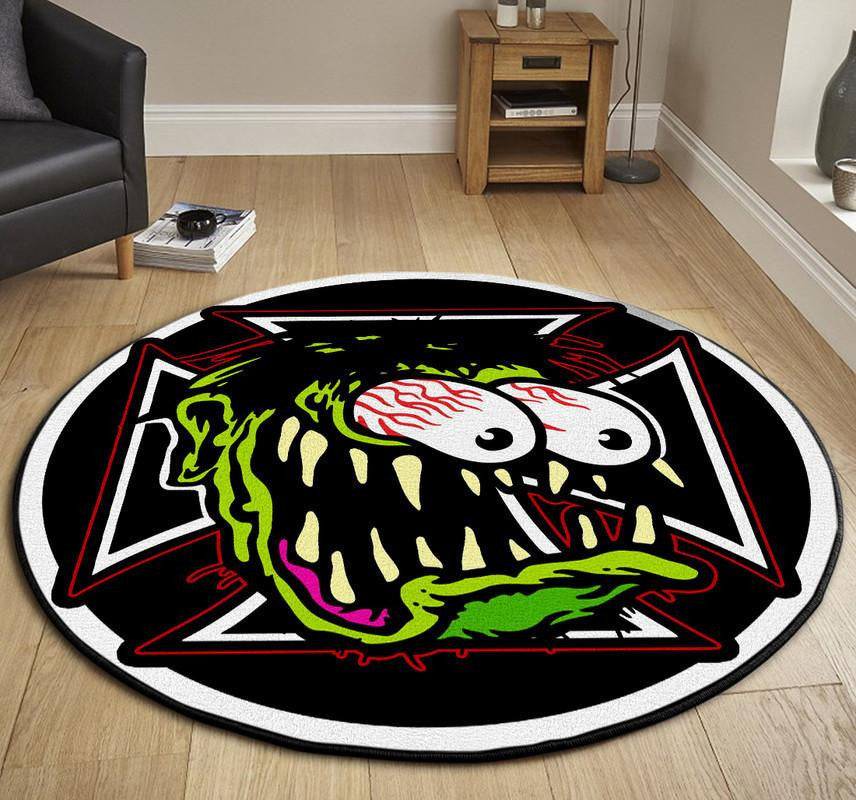 Rat Fink Hot Rod Garage Round Mat Round Floor Mat Room Rugs Carpet Outdoor Rug Washable Rugs
