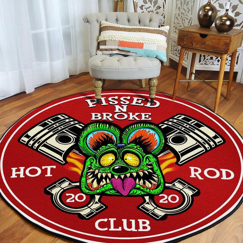 Hot Rod Club Round Mat Round Floor Mat Room Rugs Carpet Outdoor Rug Washable Rugs