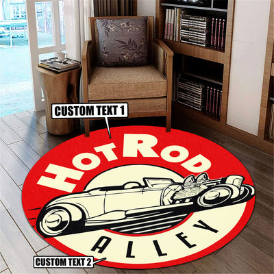 Personalized Hot Rod Round Mat