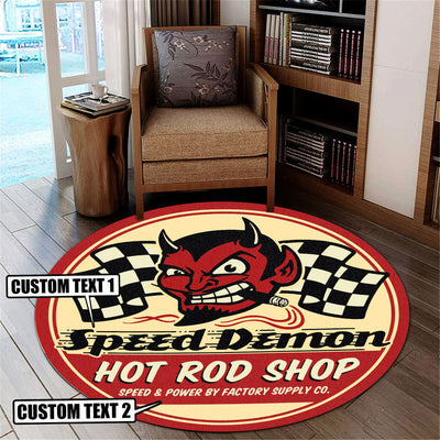 Personalized Hot Rod Round Mat