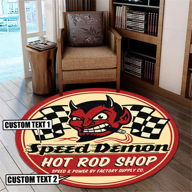 Personalized Hot Rod Round Mat