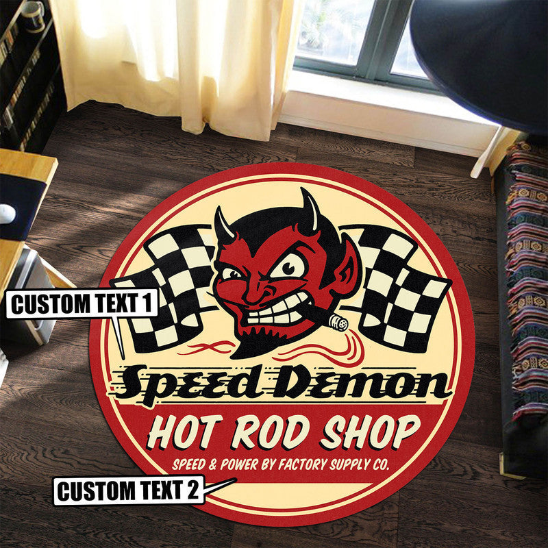 Personalized Hot Rod Round Mat