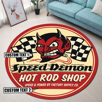Personalized Hot Rod Round Mat