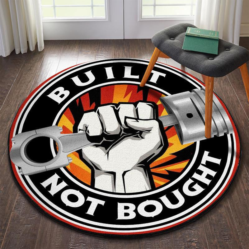 Built Not Bought Hot Rod Round Mat Round Floor Mat Room Rugs Carpet Outdoor Rug Washable Rugs