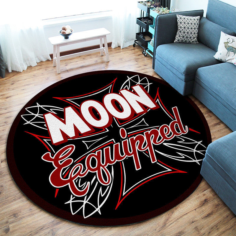 Moon Equipped Hot Rod Round Mat Round Floor Mat Room Rugs Carpet Outdoor Rug Washable Rugs