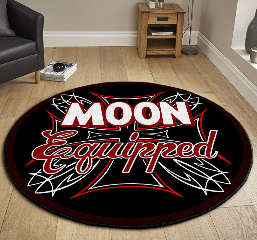 Moon Equipped Hot Rod Round Mat Round Floor Mat Room Rugs Carpet Outdoor Rug Washable Rugs