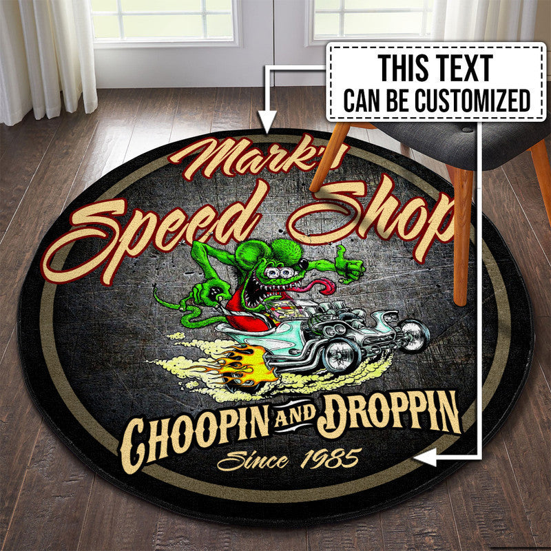 Personalized Hot Rod Round Mat