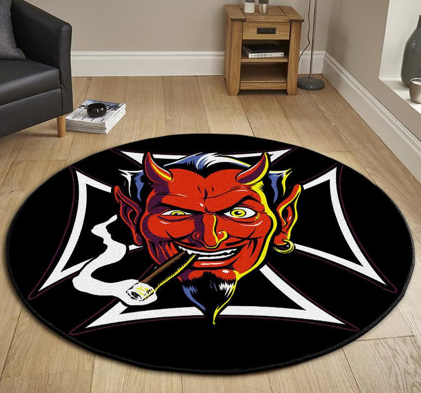 Demon Rat Rod Hot Rod Round Mat Round Floor Mat Room Rugs Carpet Outdoor Rug Washable Rugs