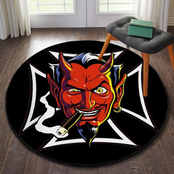 Demon Rat Rod Hot Rod Round Mat Round Floor Mat Room Rugs Carpet Outdoor Rug Washable Rugs