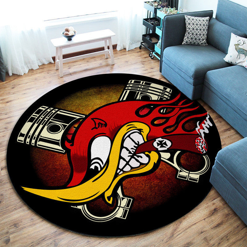 Hot Rod Garage Round Mat Round Floor Mat Room Rugs Carpet Outdoor Rug Washable Rugs