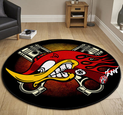 Hot Rod Garage Round Mat Round Floor Mat Room Rugs Carpet Outdoor Rug Washable Rugs
