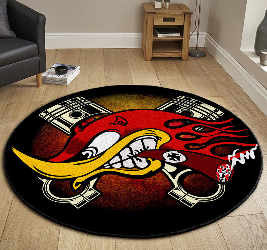 Hot Rod Garage Round Mat Round Floor Mat Room Rugs Carpet Outdoor Rug Washable Rugs