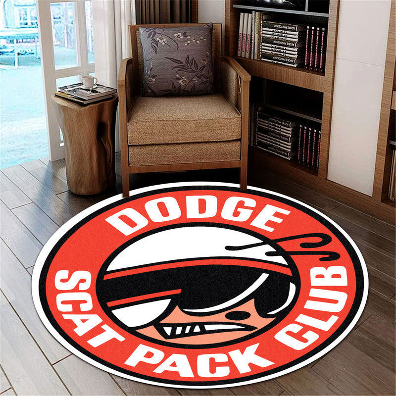 Dodge Scat Pack Vintage Drag Racing Hot Rod Round Mat Round Floor Mat Room Rugs Carpet Outdoor Rug Washable Rugs