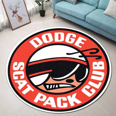 Dodge Scat Pack Vintage Drag Racing Hot Rod Round Mat Round Floor Mat Room Rugs Carpet Outdoor Rug Washable Rugs