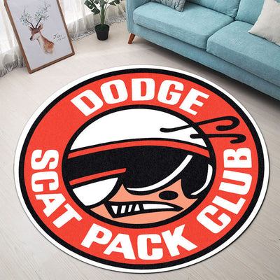 Dodge Scat Pack Vintage Drag Racing Hot Rod Round Mat Round Floor Mat Room Rugs Carpet Outdoor Rug Washable Rugs