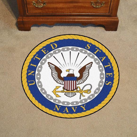 United States Navy Washable Outdoor Round Rug for Room