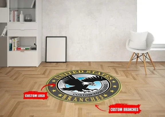Custom United State Branches Round Mat Round Floor Mat Room Rugs Carpet Outdoor Rug Washable Rugs