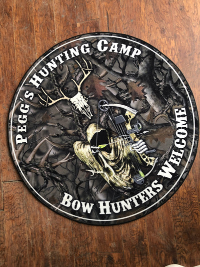 Personalized Bow Hunting Camp Round Rug, Round Mat Circle Rug
