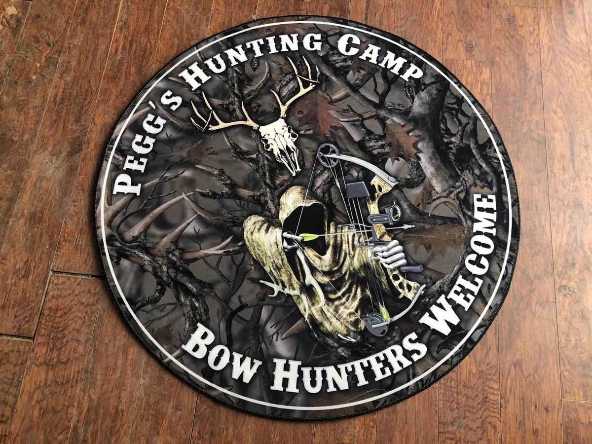 Personalized Bow Hunting Camp Round Rug, Round Mat Circle Rug