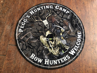 Personalized Bow Hunting Camp Round Rug, Round Mat Circle Rug