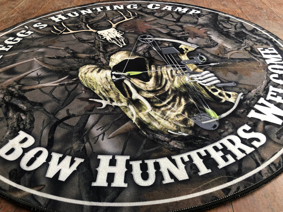 Personalized Bow Hunting Camp Round Rug, Round Mat Circle Rug