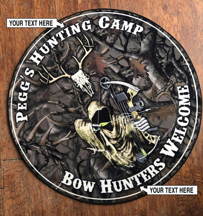 Personalized Bow Hunting Camp Round Rug, Round Mat Circle Rug